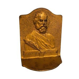 Vintage Henry W Longfellow Metal Bookend